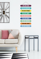 Quotes wall decor closeup detail