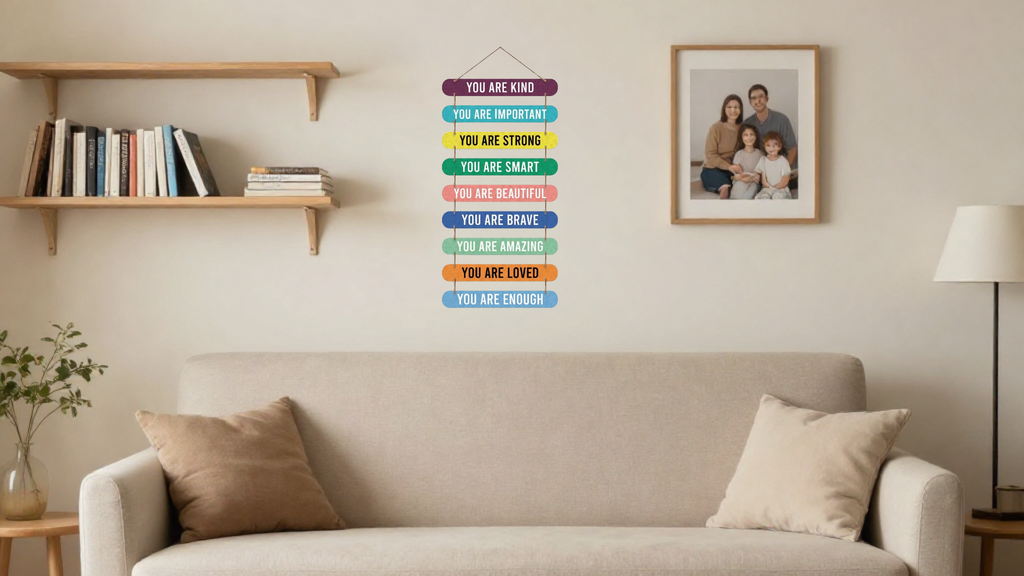 Quotes wall decor closeup detail