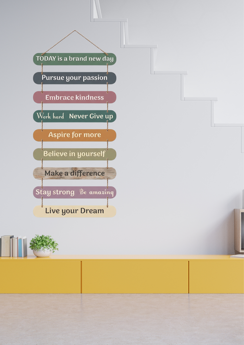 Quotes wall decor closeup detail