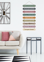 Quotes wall decor closeup detail