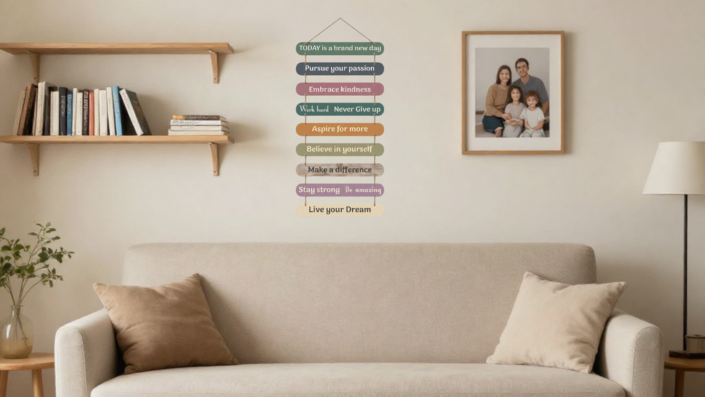 Quotes wall decor closeup detail