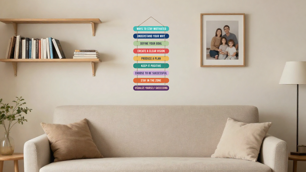 Quotes wall decor closeup detail