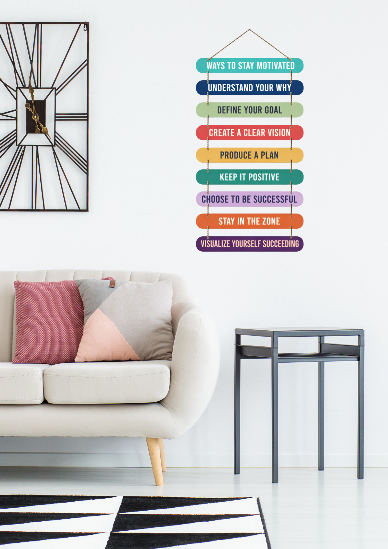 Quotes wall decor closeup detail