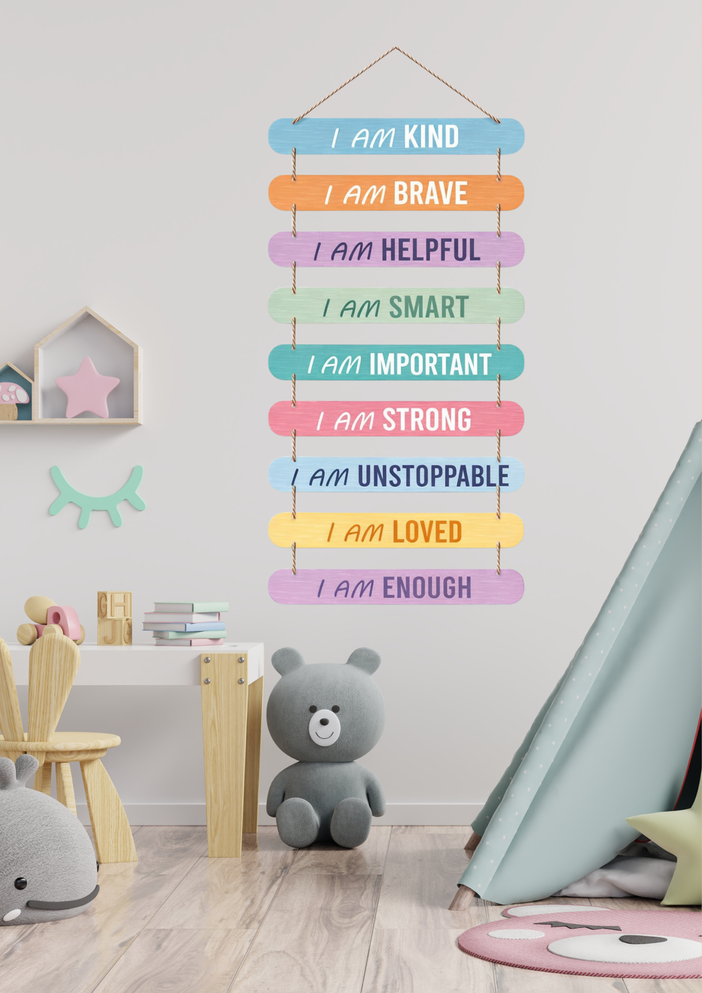 Quotes wall decor closeup detail