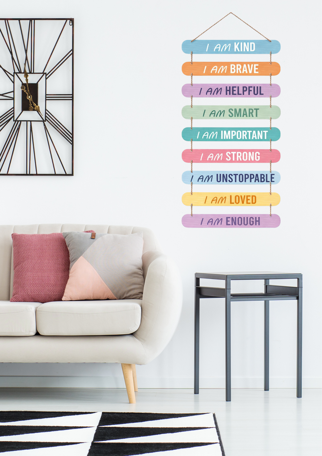 Quotes wall decor closeup detail