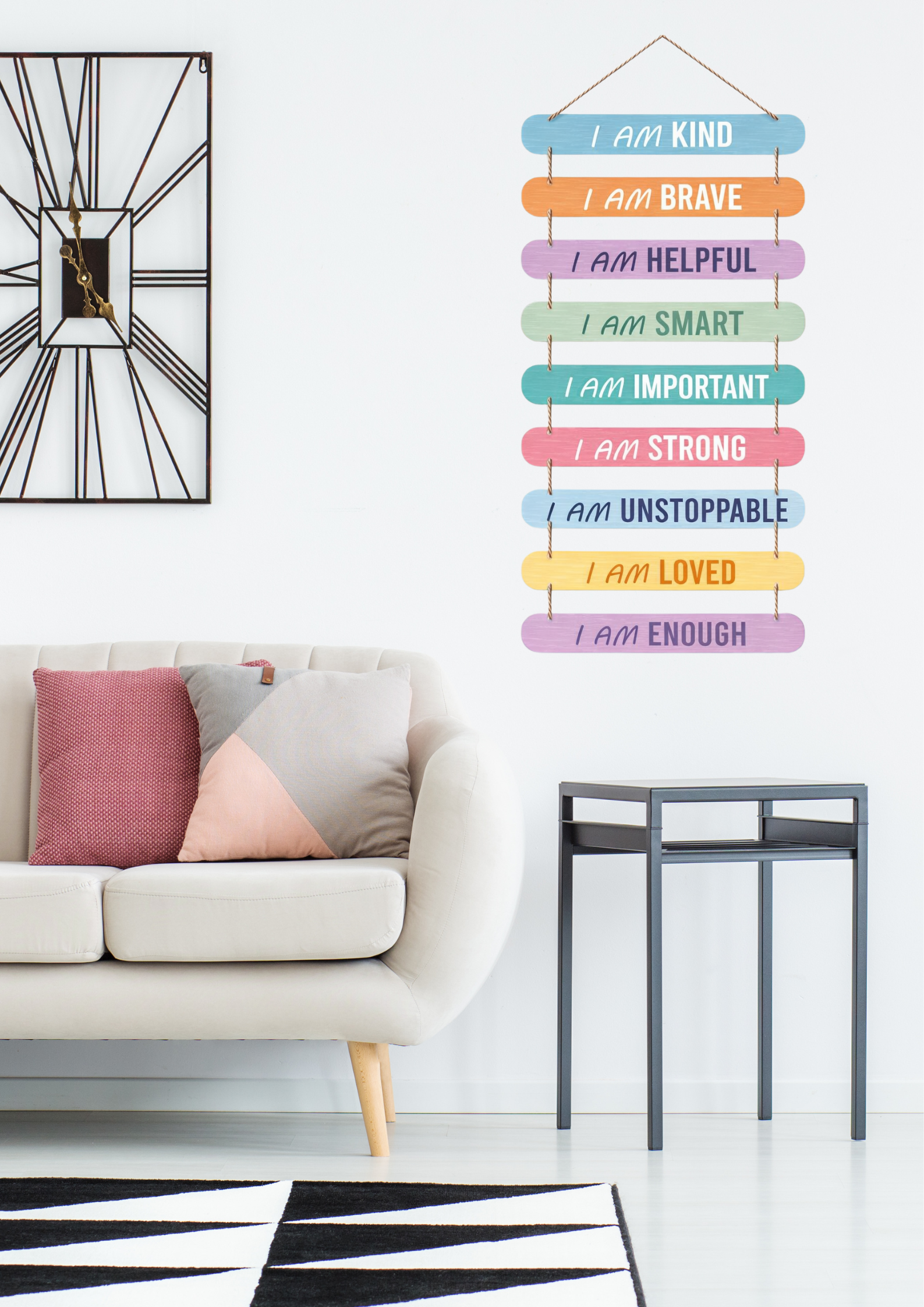 Quotes wall decor closeup detail