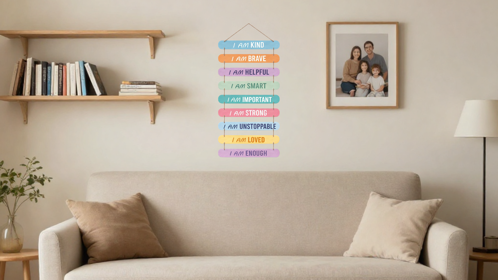 Quotes wall decor closeup detail