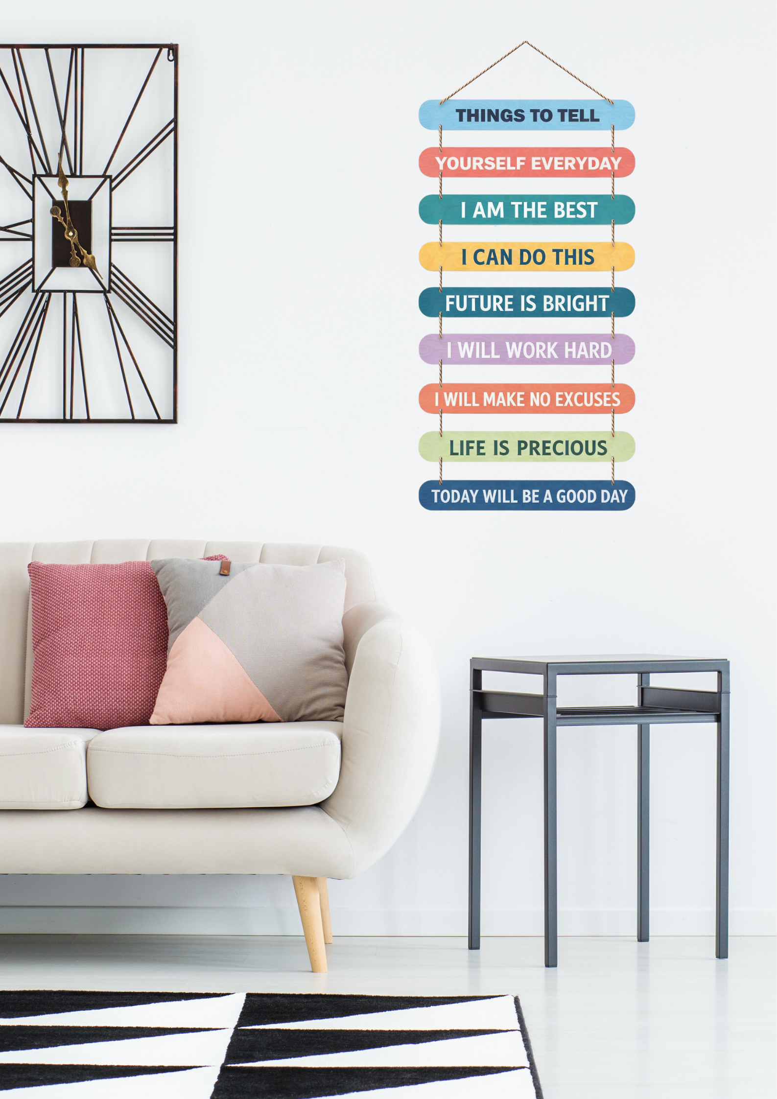 Quotes wall decor closeup detail