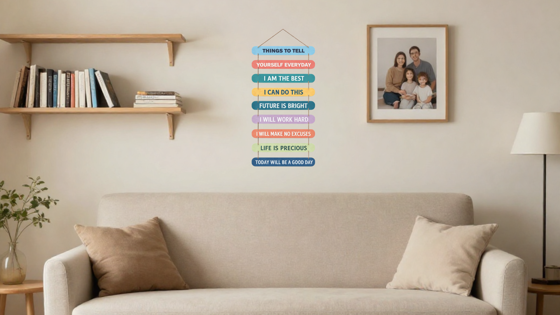 Quotes wall decor closeup detail