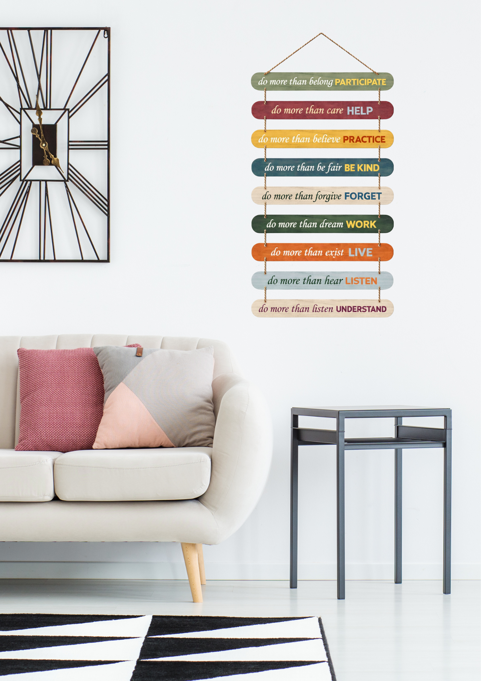 Quotes wall decor closeup detail