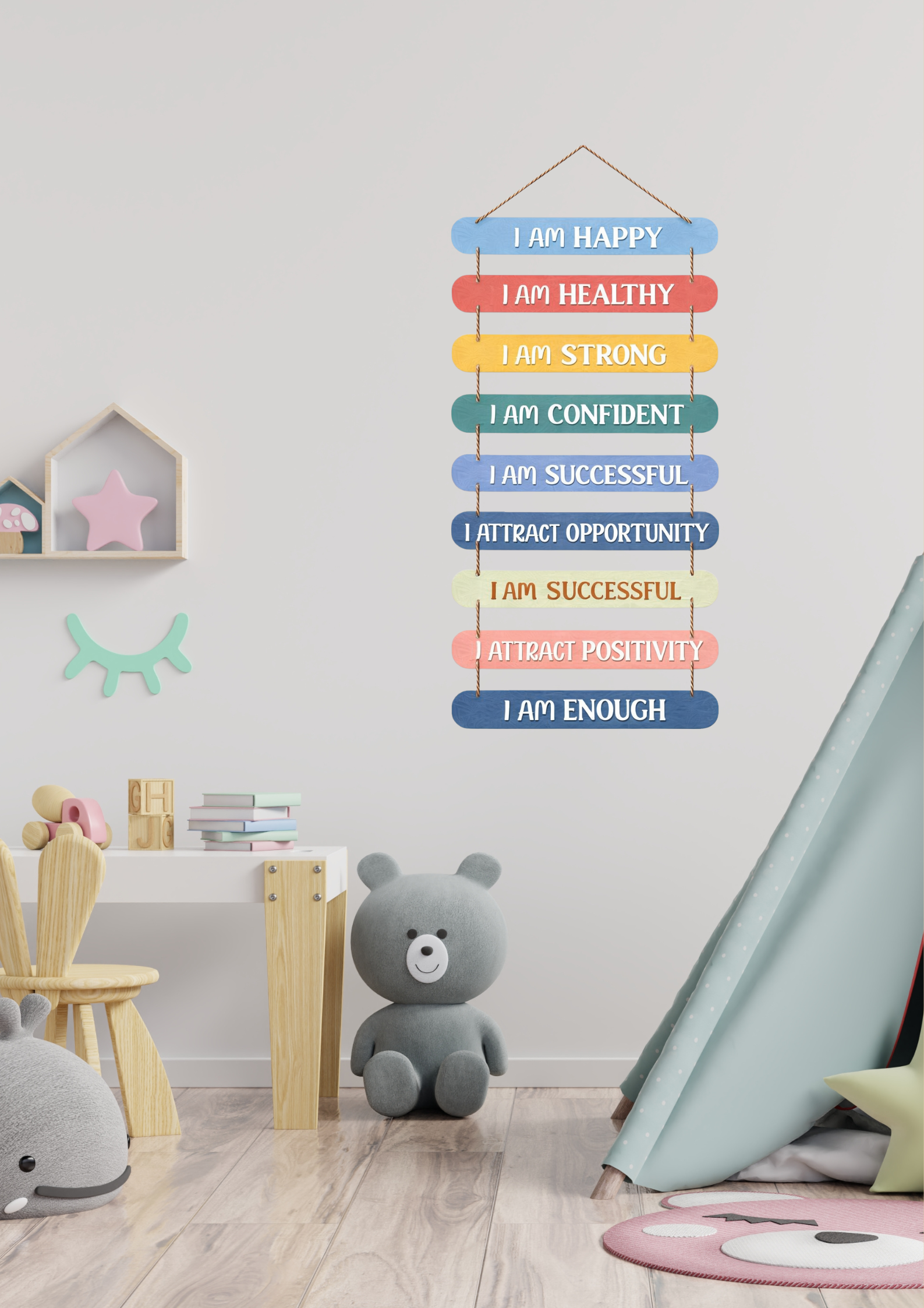 Quotes wall decor closeup detail