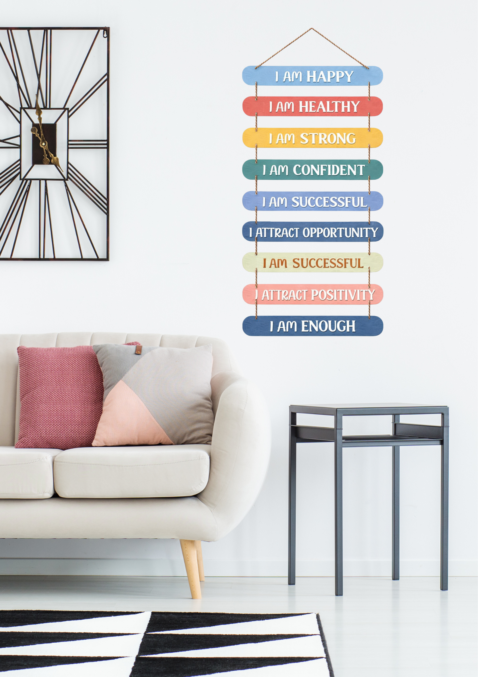 Quotes wall decor closeup detail