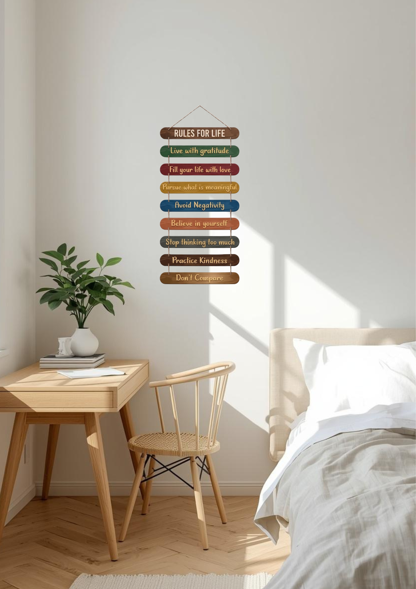 Quotes wall decor angled view