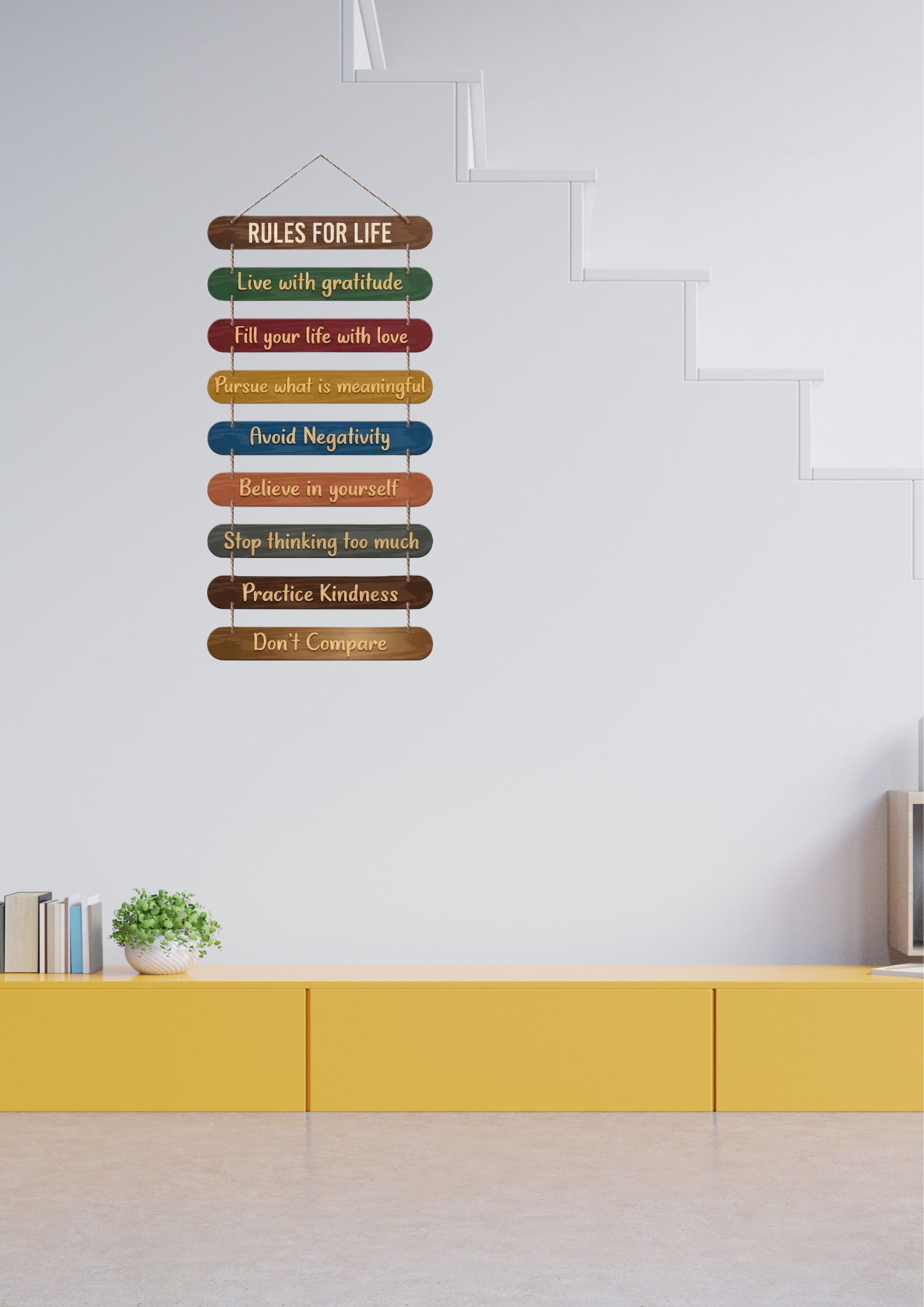 Quotes wall decor closeup detail