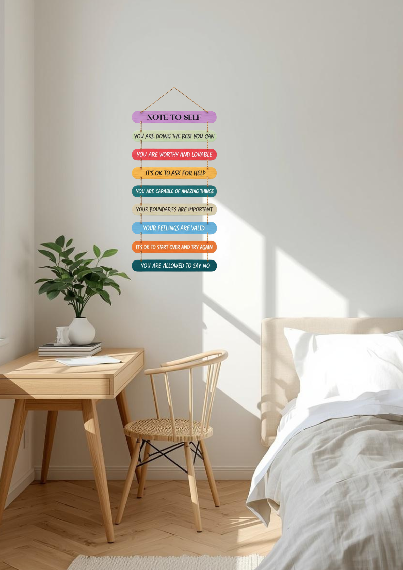 Quotes wall decor angled view