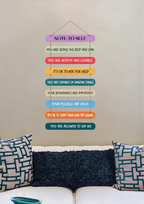 Quotes wall decor closeup detail