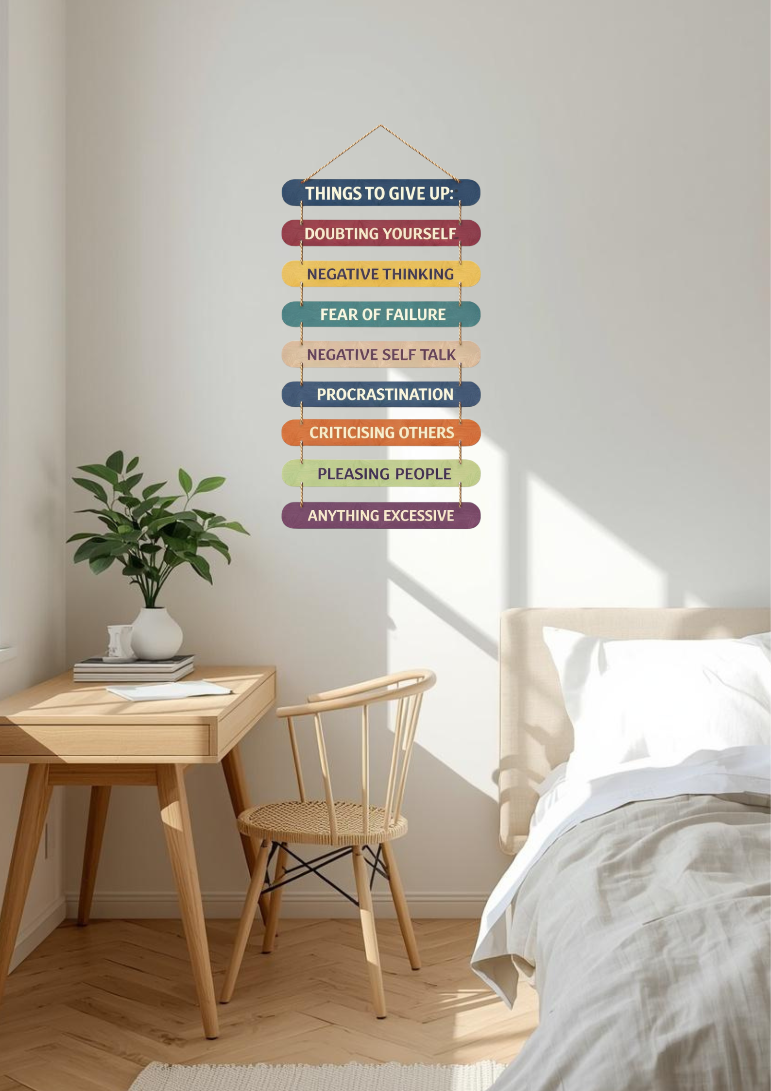 Quotes wall decor angled view