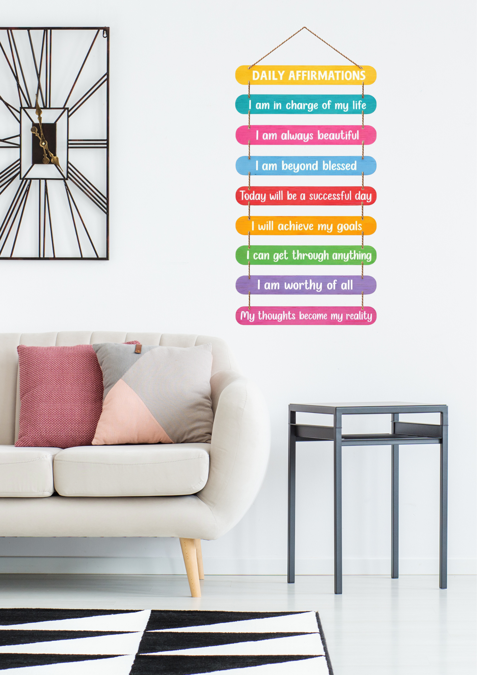 Quotes wall decor closeup detail