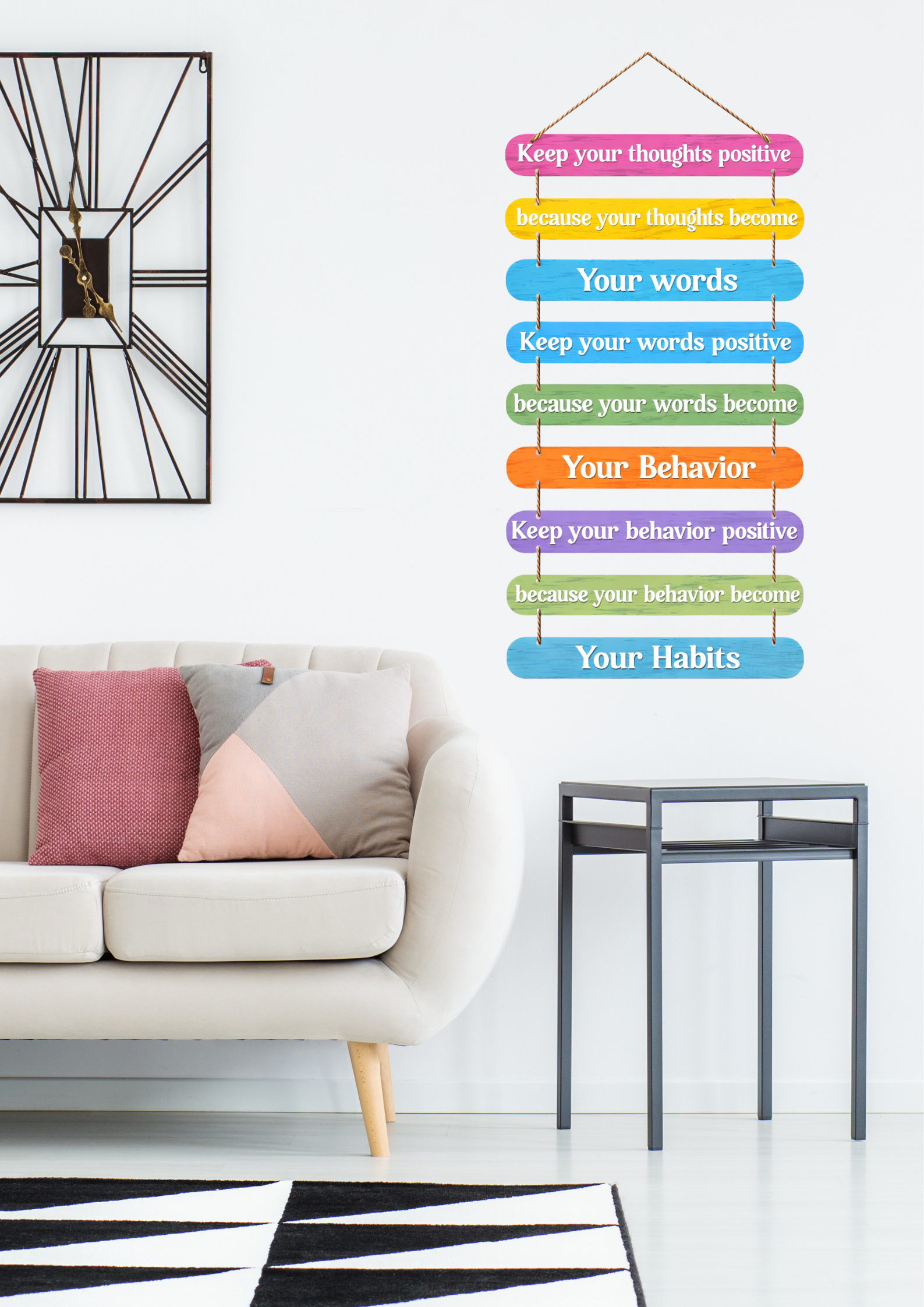 Quotes wall decor angled view