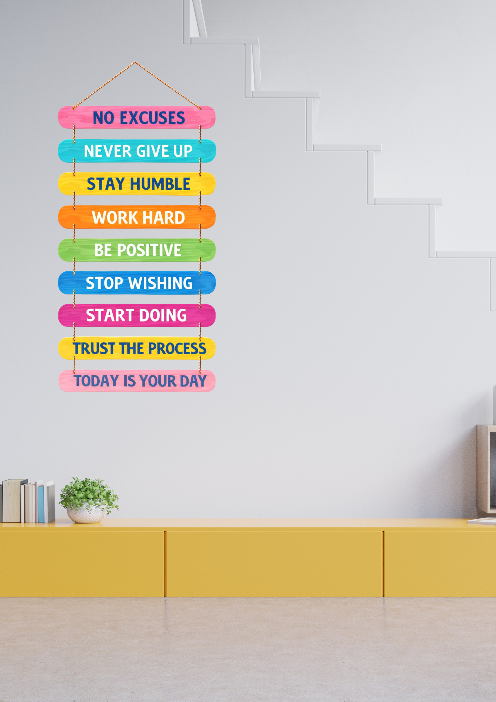 Quotes wall decor angled view
