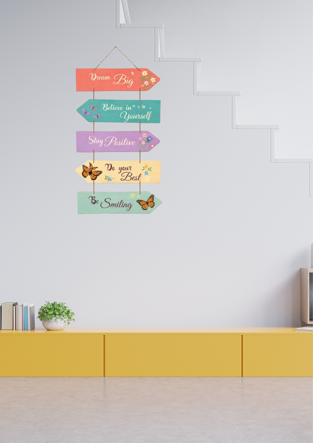 Quotes wall decor angled view