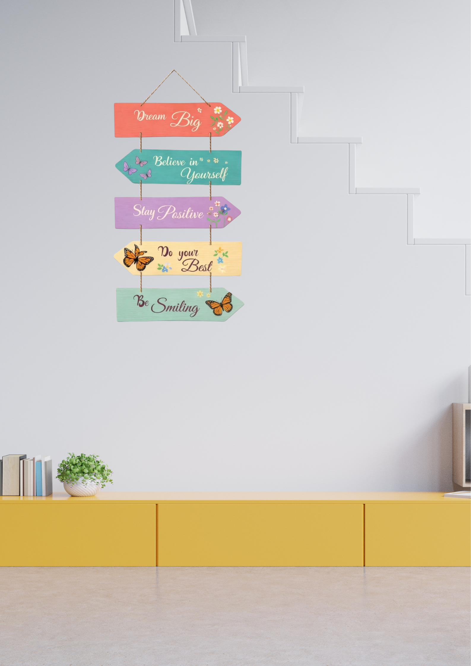 Quotes wall decor angled view