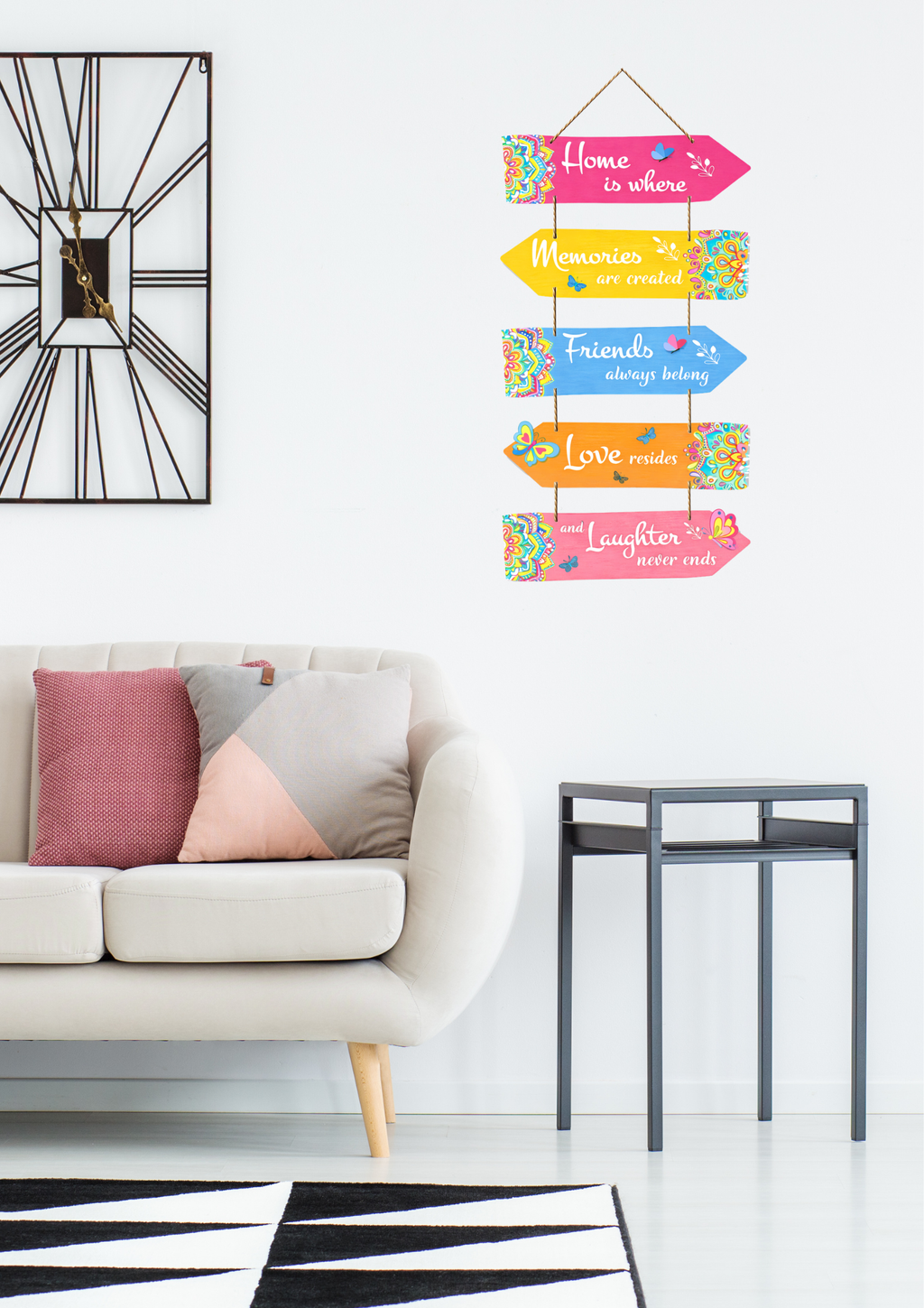 Quotes wall decor closeup detail