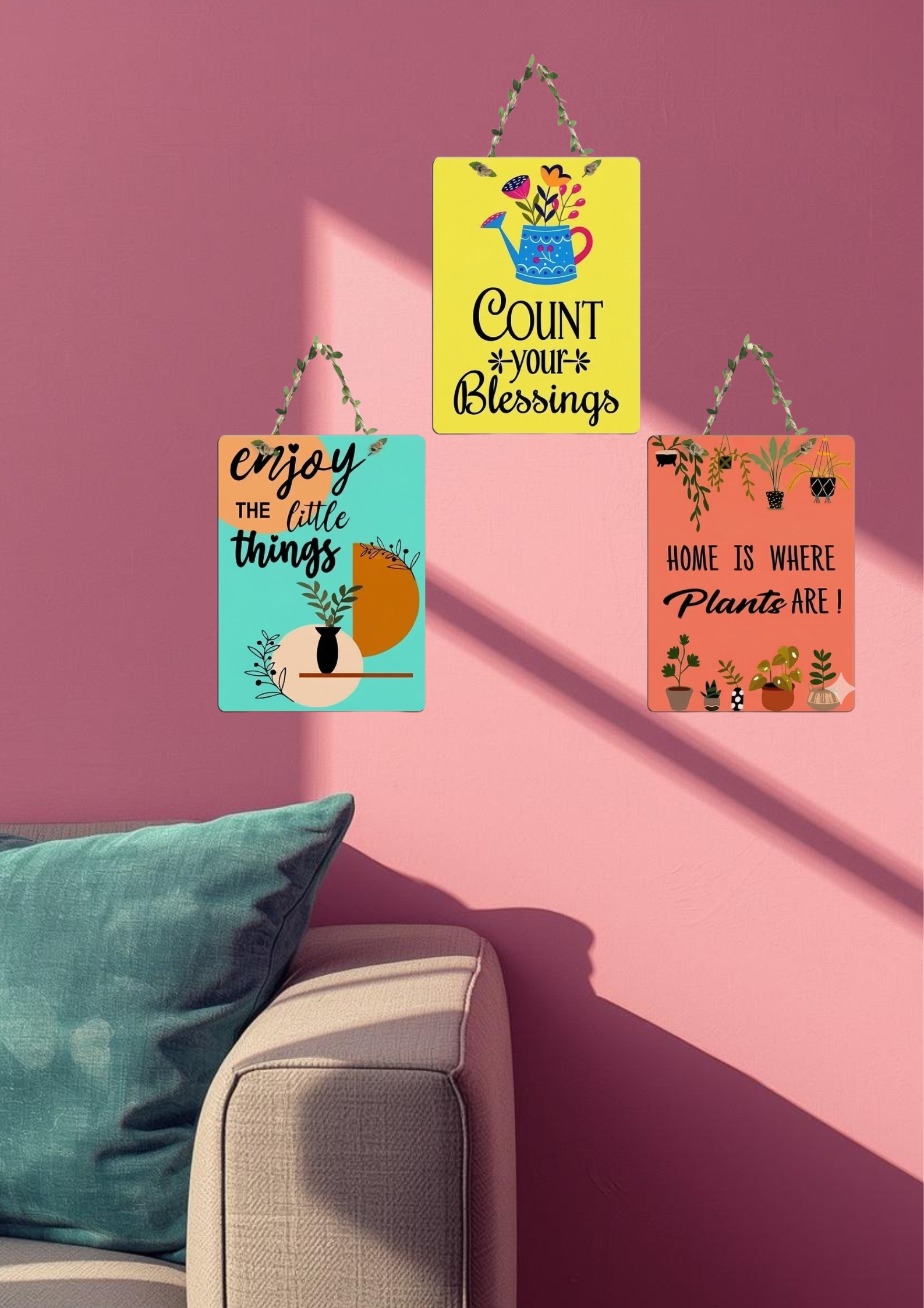 Quotes wall decor closeup detail