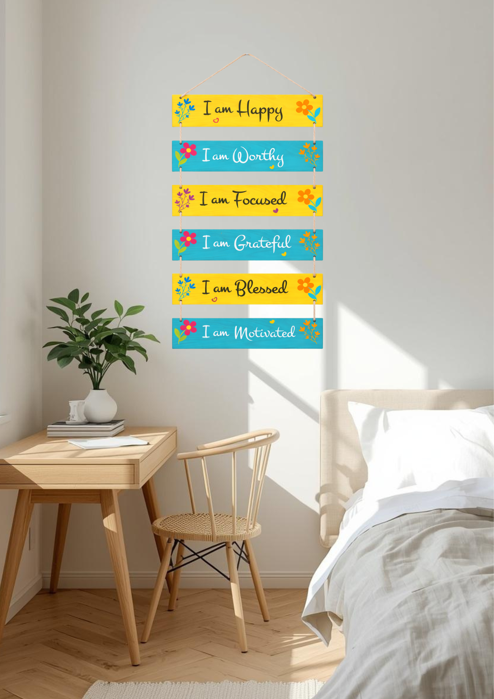 Quotes wall decor angled view