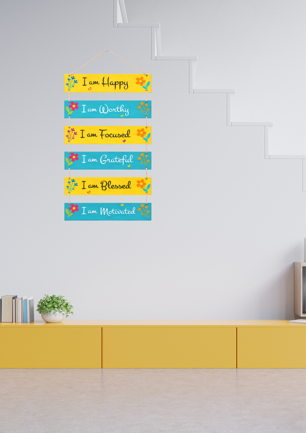 Quotes wall decor angled view