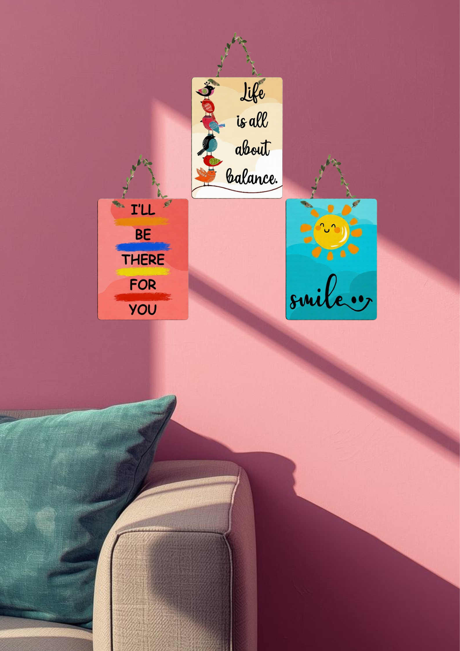 Quotes wall decor closeup detail