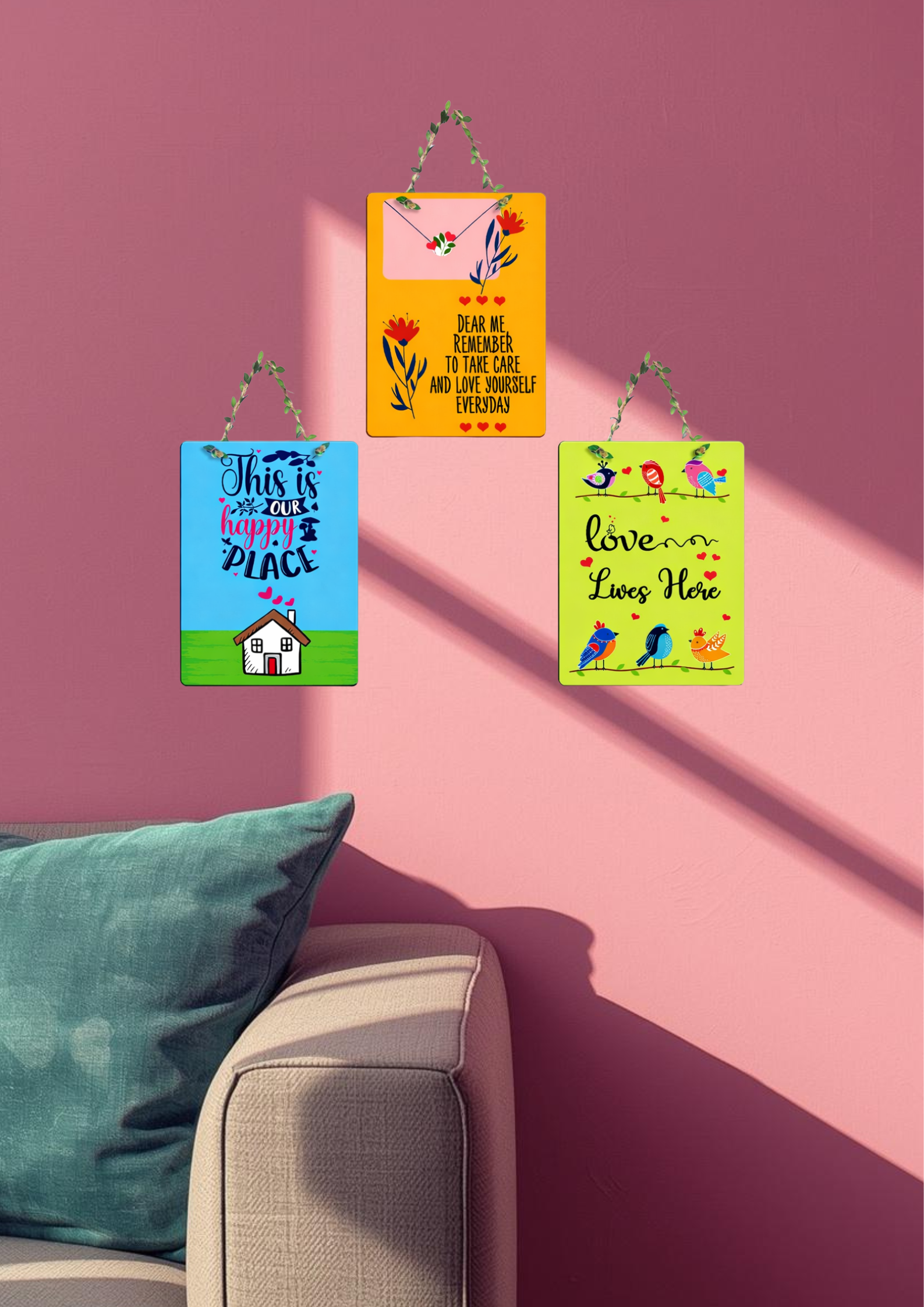 Quotes wall decor closeup detail