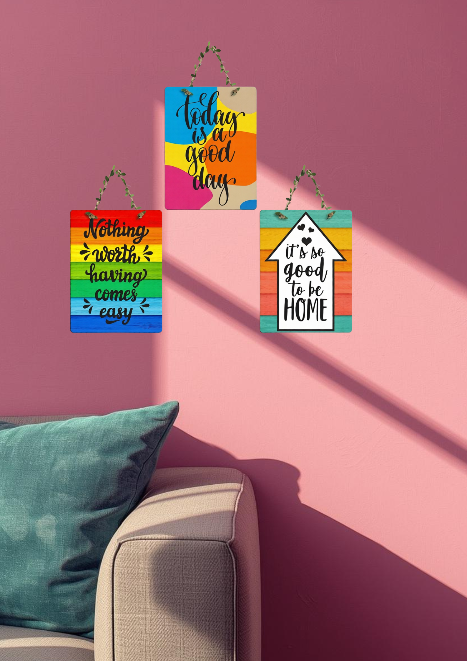 Quotes wall decor closeup detail