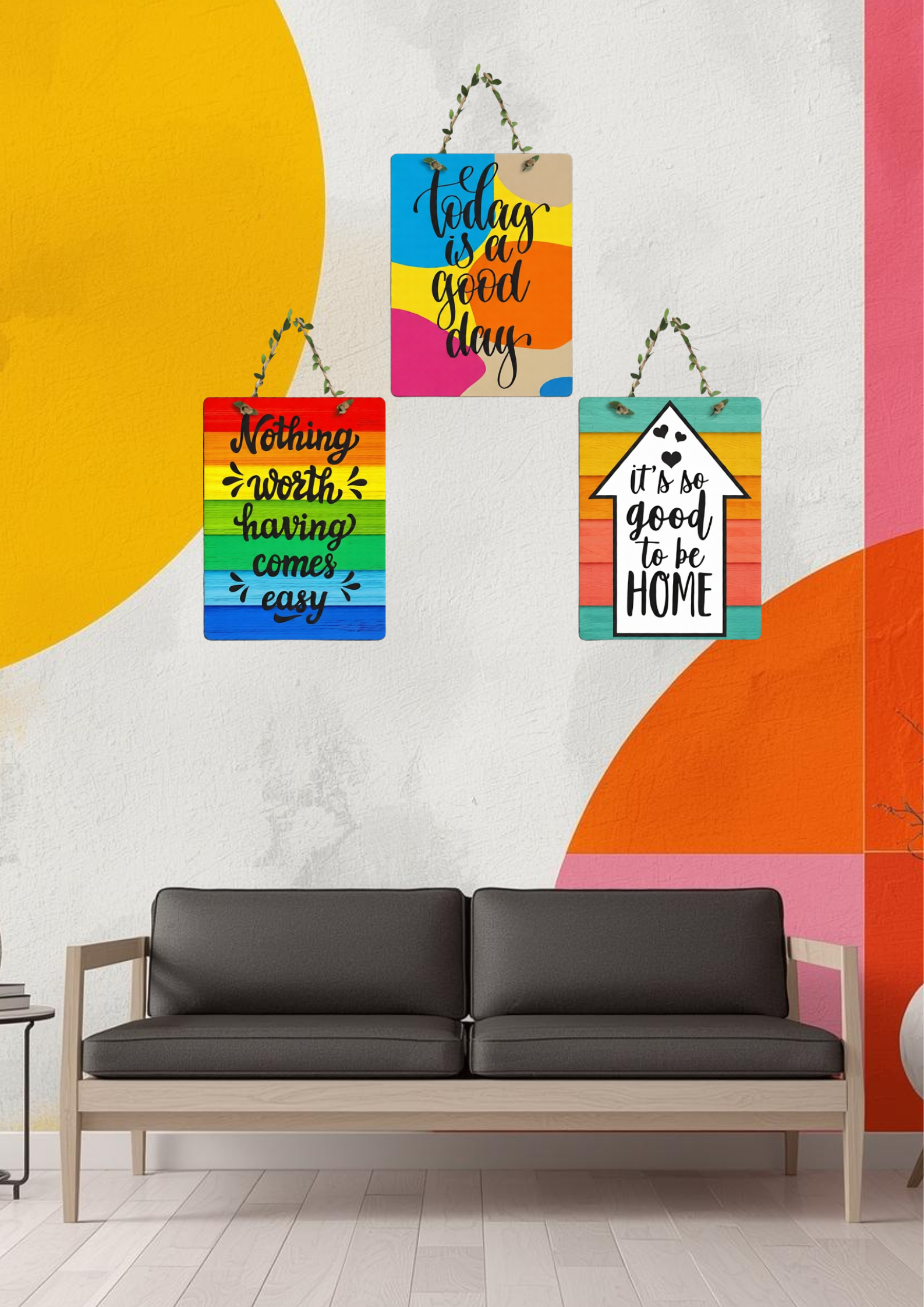 Quotes wall decor closeup detail