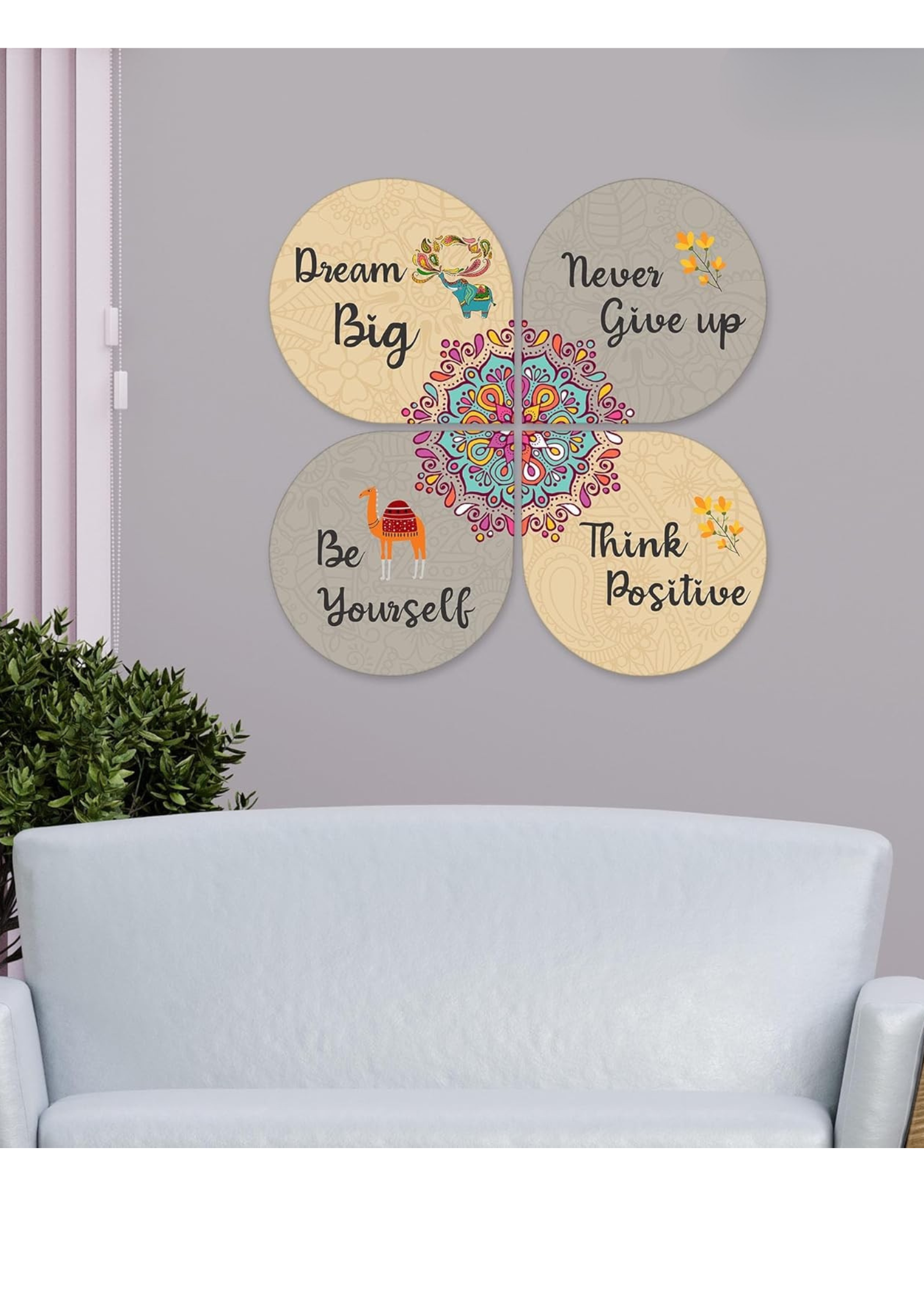 Quotes wall decor closeup detail