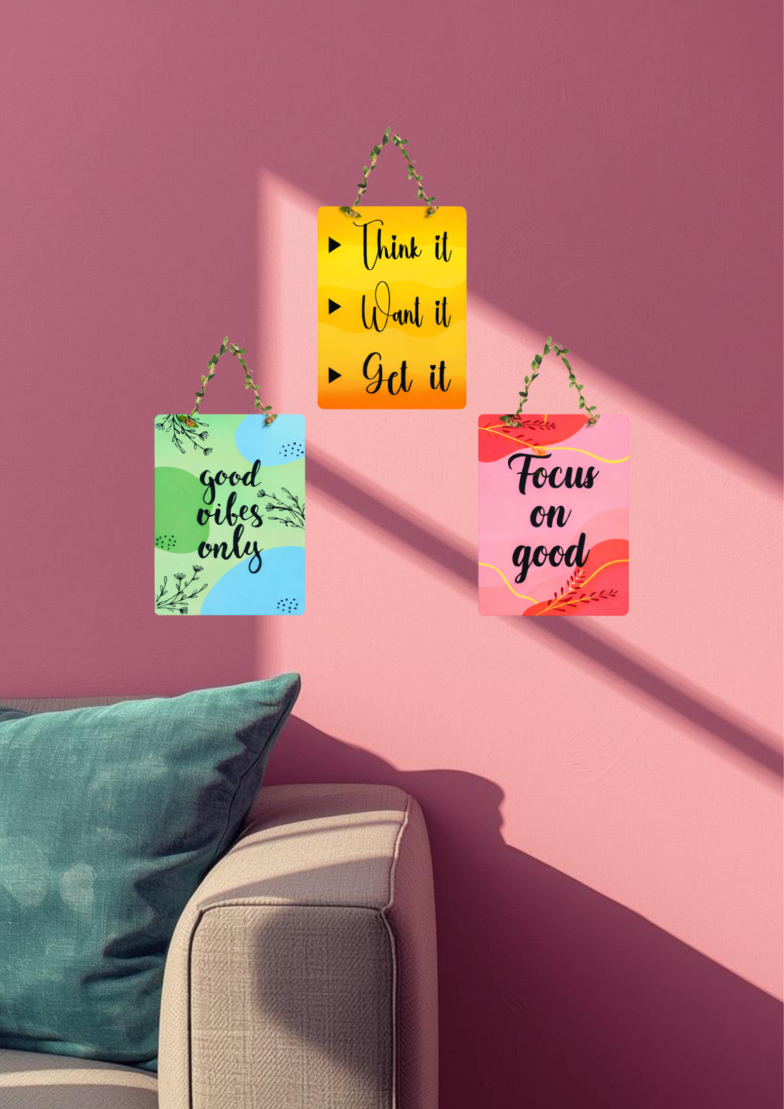 Quotes wall decor closeup detail