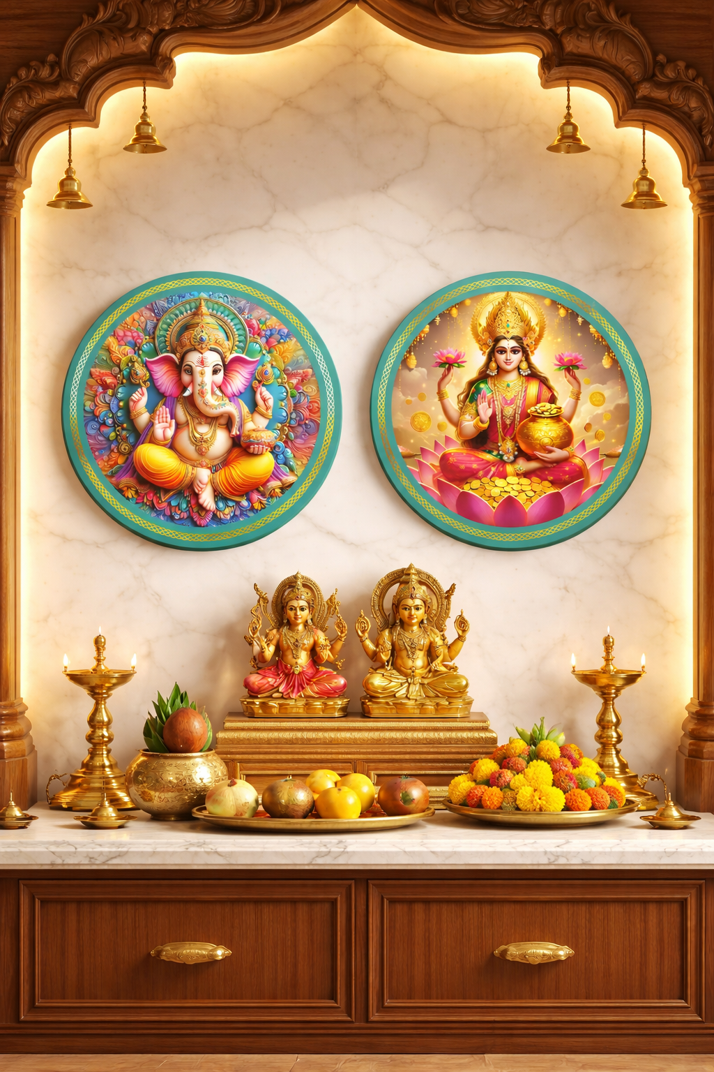 religious wall Decor wall decor displayed in Pooja Room