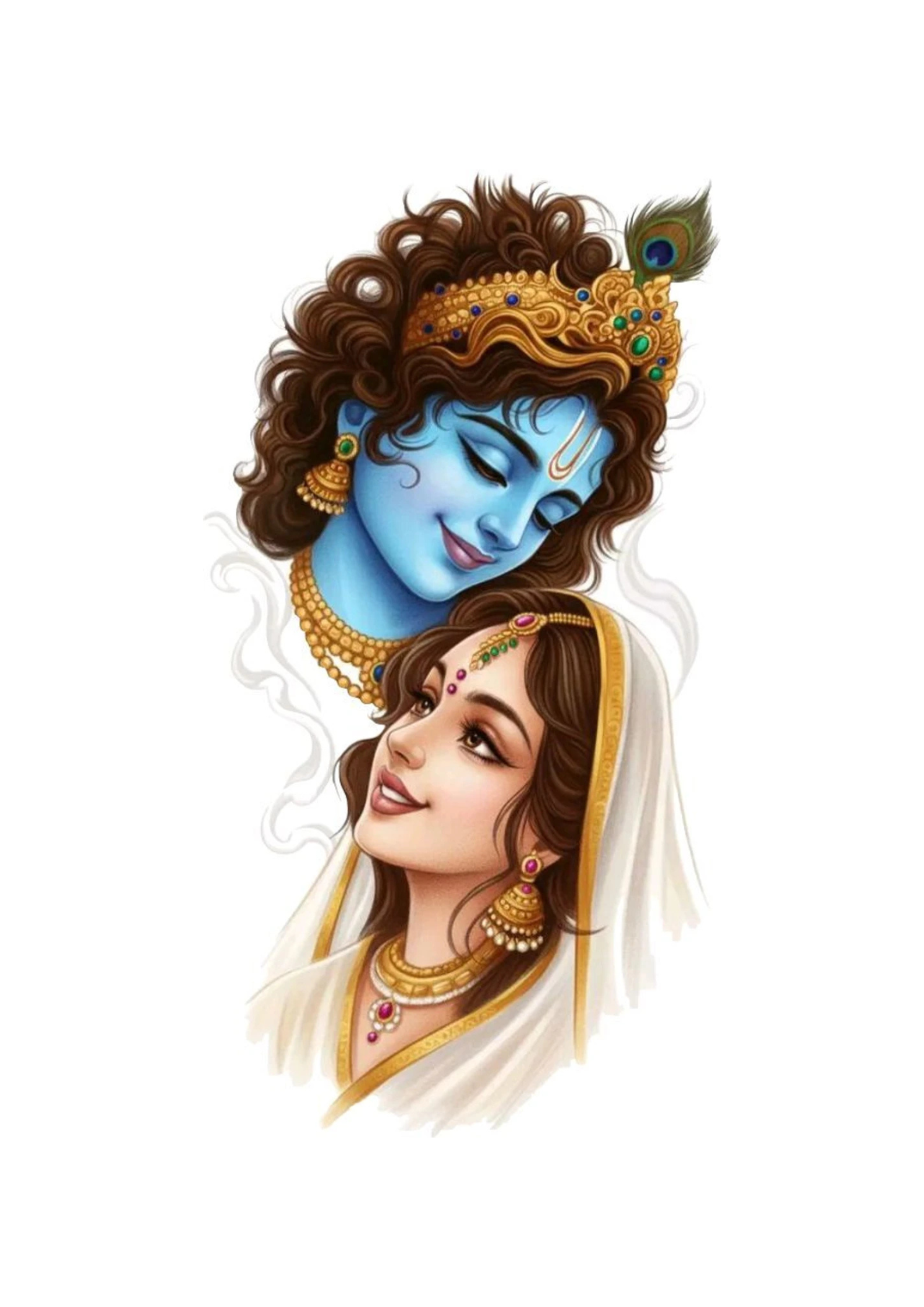 Illustration of a Krishna and Radha on a white background