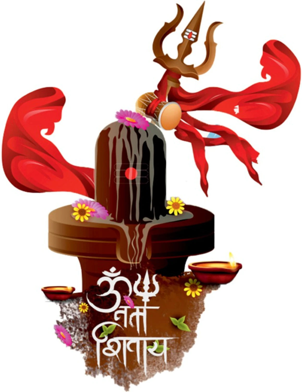 Shivling with trident on a white background