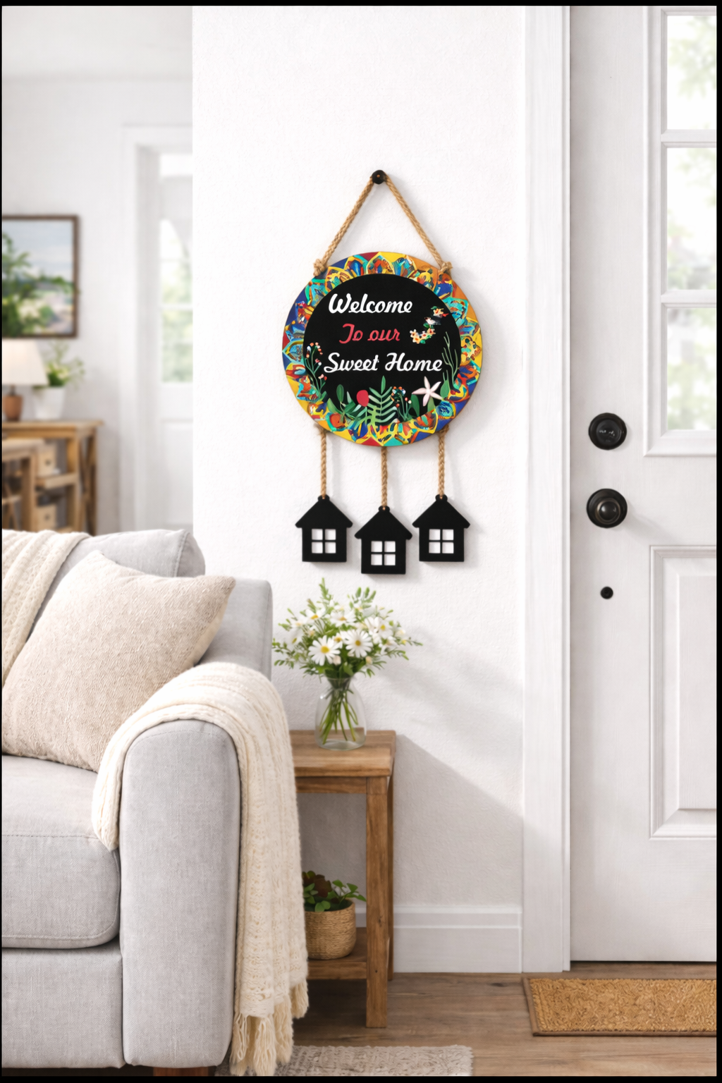 Welcome Home wall decor displayed in Home entrance 