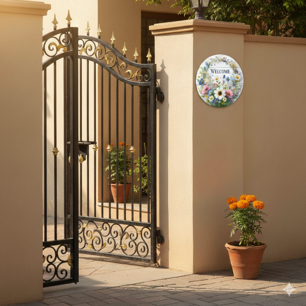 Welcome home wall decor closeup detail