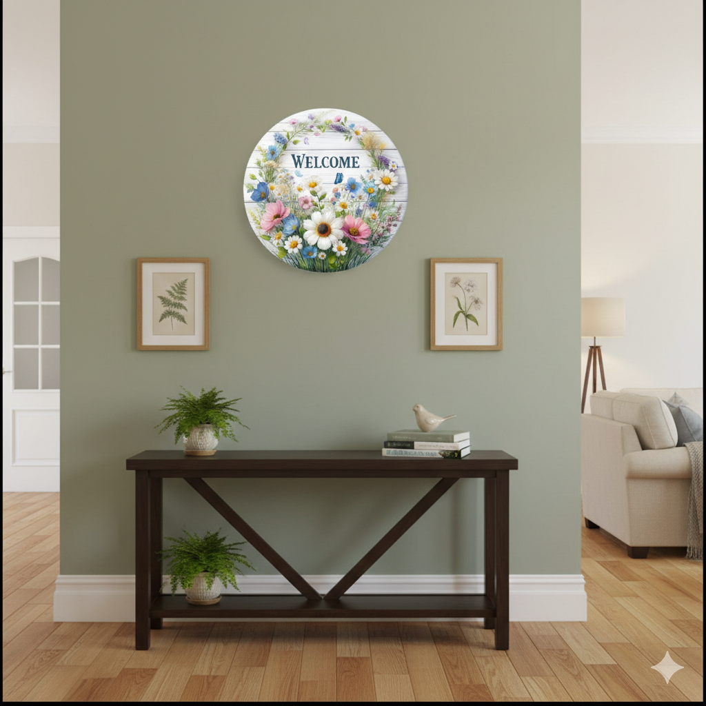 Welcome home wall decor displayed in Home entrance 