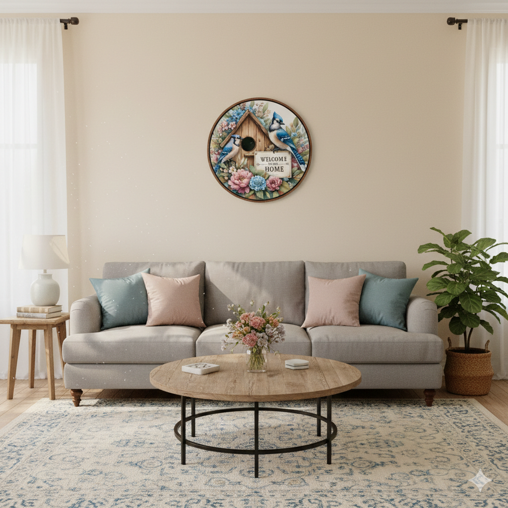  Welcome Home wall decor displayed in living room