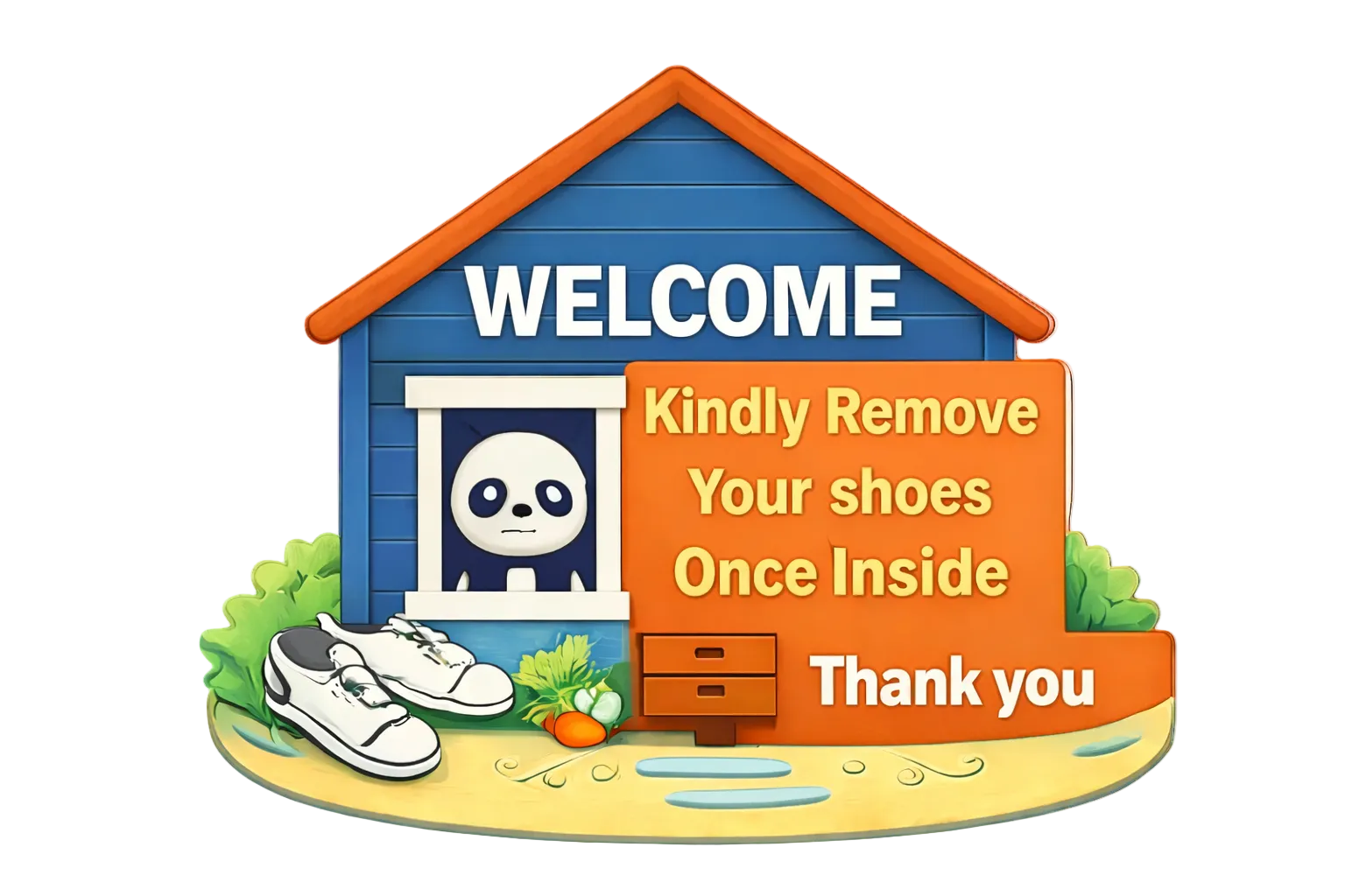 Entrance  MDF wall decor  Blue and Orange 