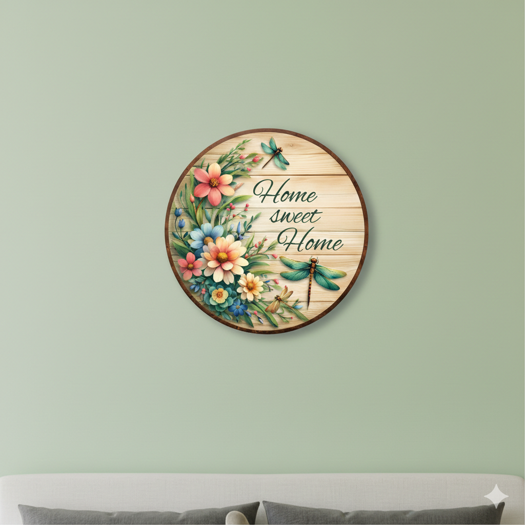 Welcome Home wall decor closeup detail