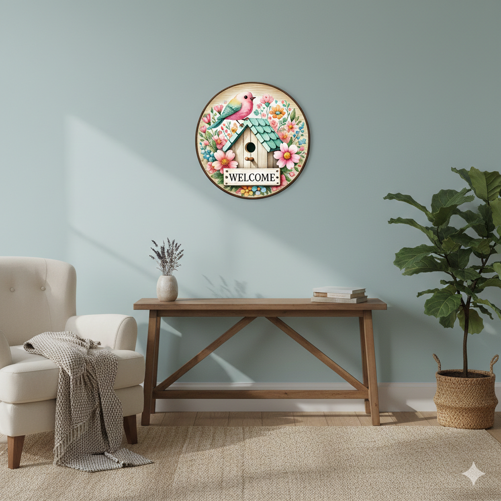 Welcome Home wall decor closeup detail