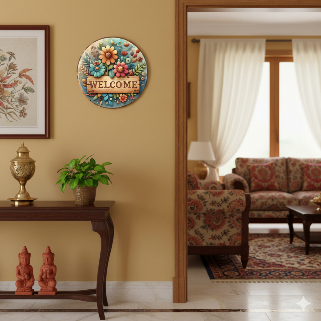 Welcome wall decor displayed 