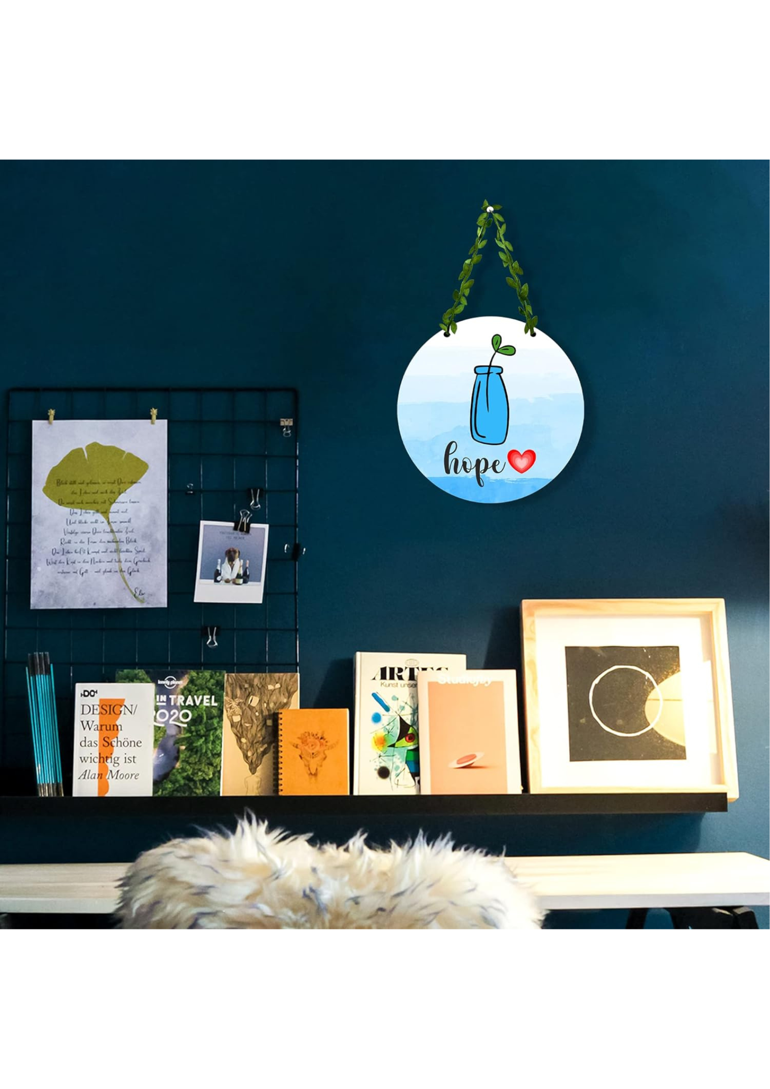 well being wall decor displayed in Living room 