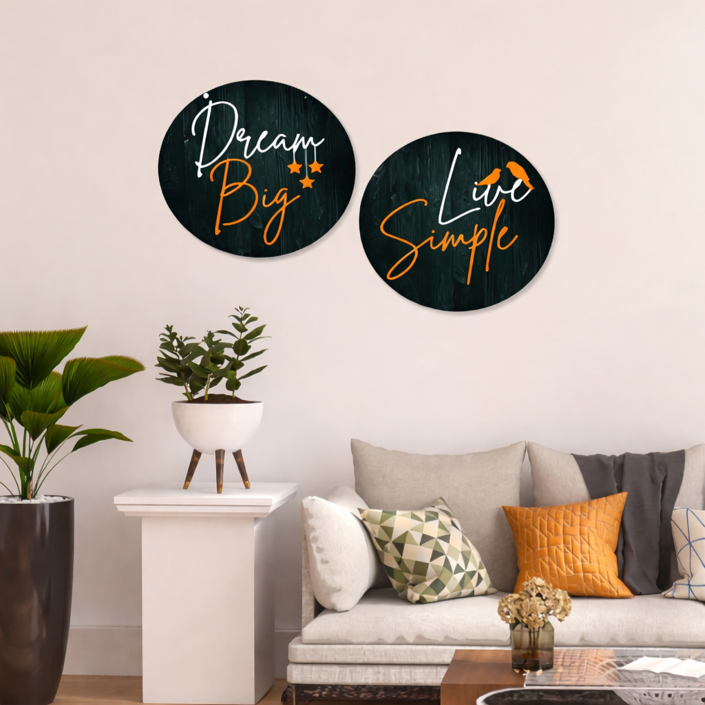 well being wall decor displayed in Living room 