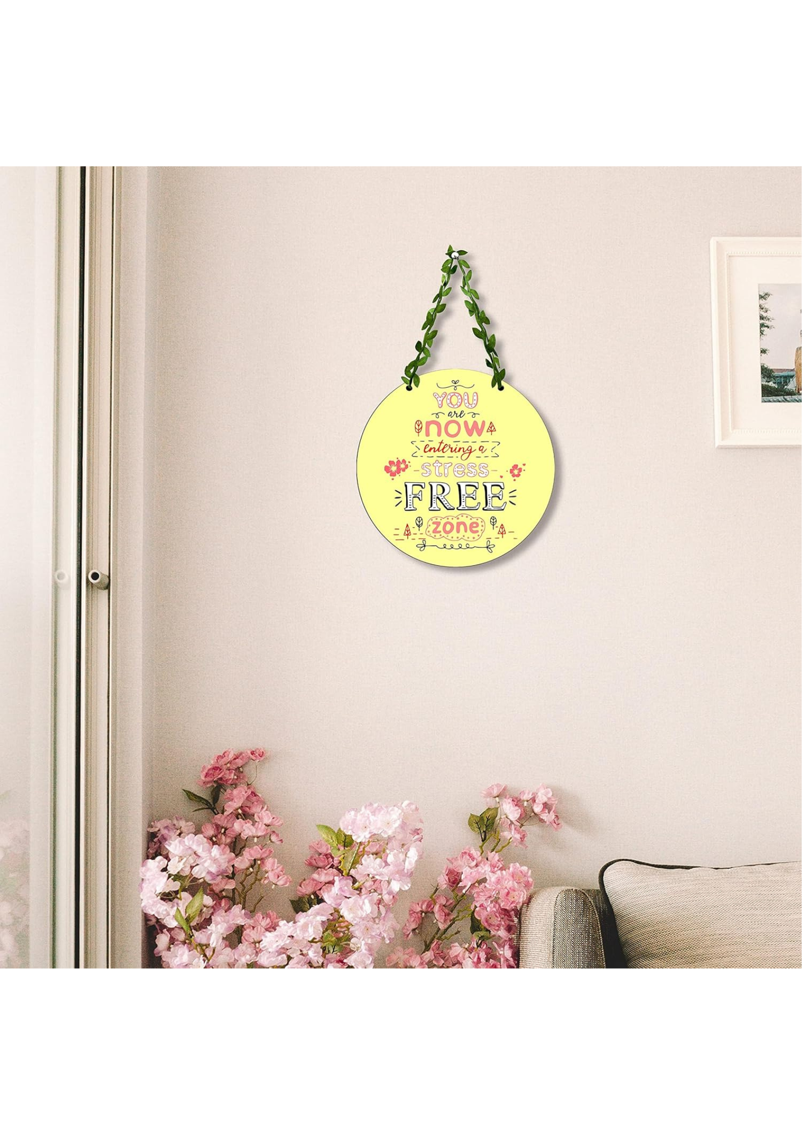 well being wall decor displayed in Living room 